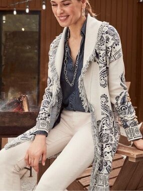 Chico’s Paisley Jacquard Sweater/Jacket